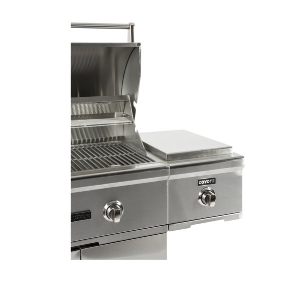 Coyote Grills 1Burner BuiltIn Flat Top Natural Gas Grill with Side Burner